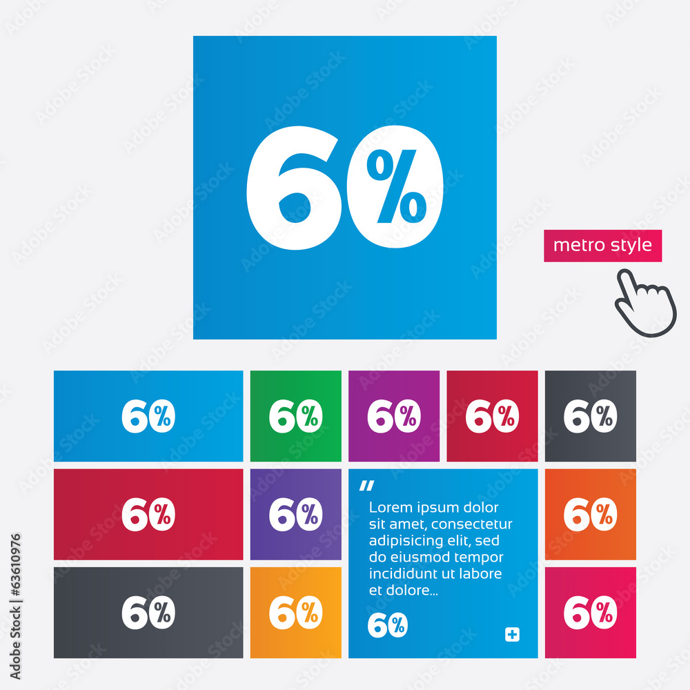 60 percent discount sign icon. Sale symbol. 60 percent discount sign icon. Sale symbol.