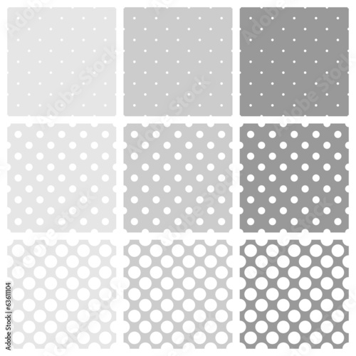 Tile white and grey vector pattern or background polka dots set