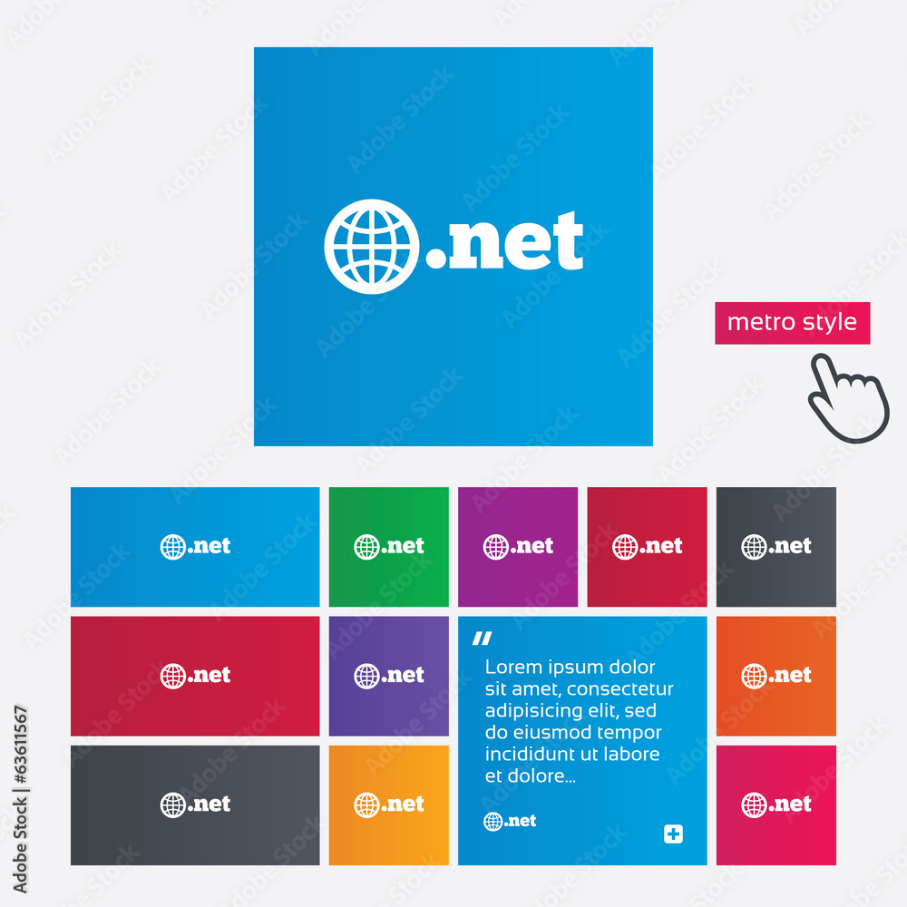 Domain NET sign icon. Top-level internet domain Domain NET sign icon. Top-level internet domain