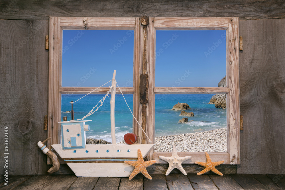 Naklejka Wymarzone wakacje na morzu - ocean w tle