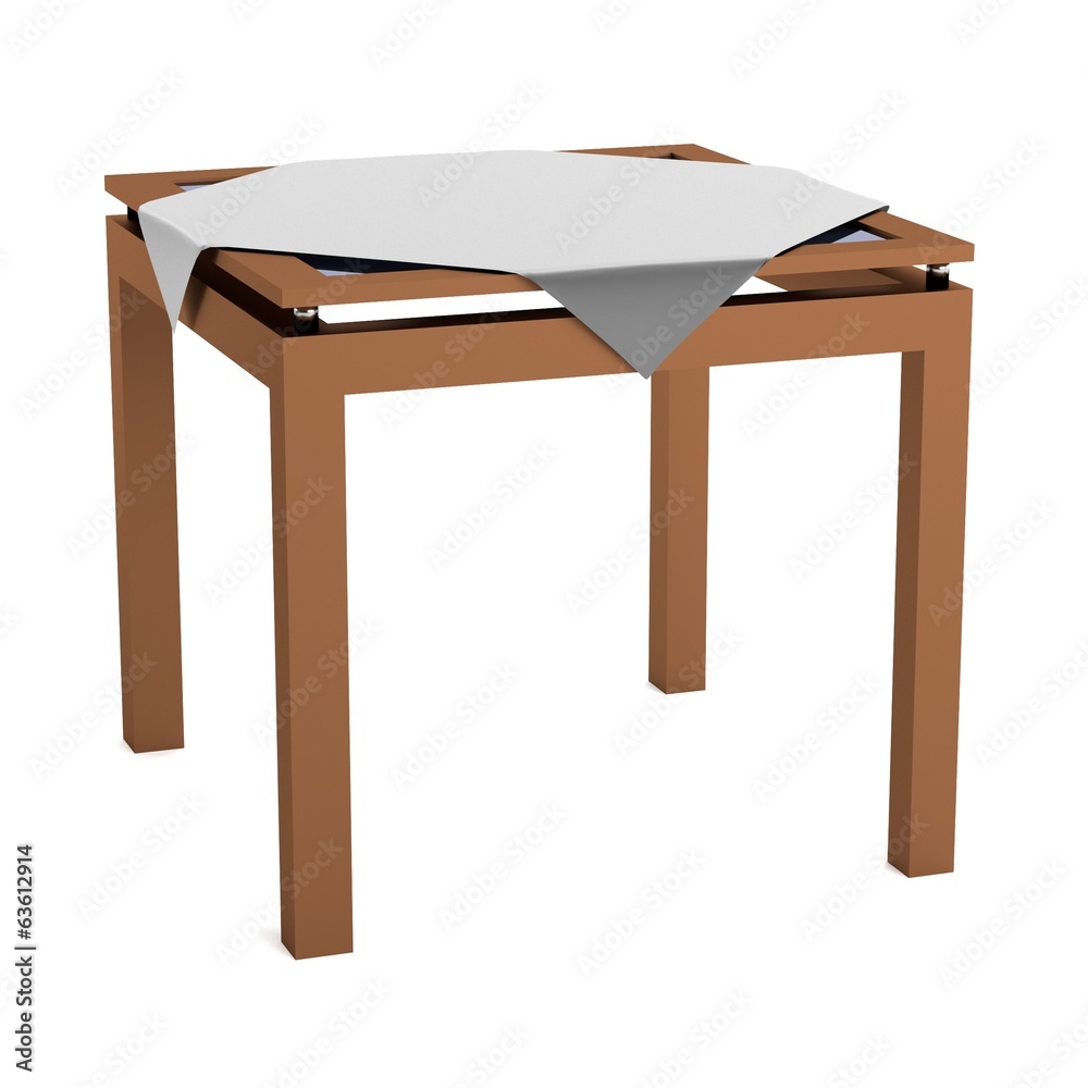 realistic 3d render of table with tablecloth realistic 3d render of table with tablecloth