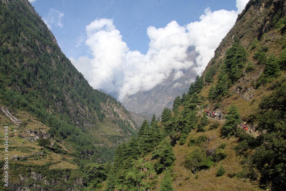 Tourists in mountain