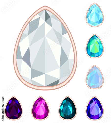 teardrop gemstone set. EPS10, no gradient, no transparency