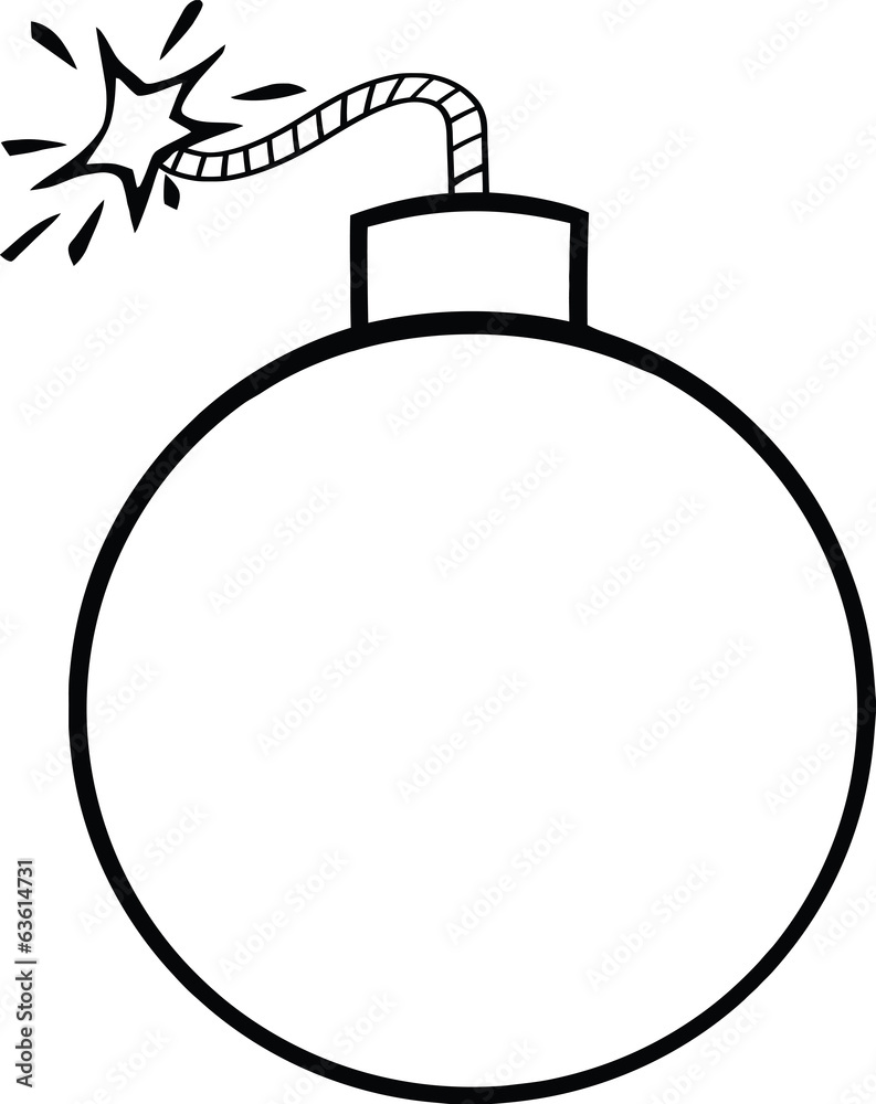 Black and White Cartoon Bomb With Lit Fuse Black and White Cartoon Bomb With Lit Fuse
