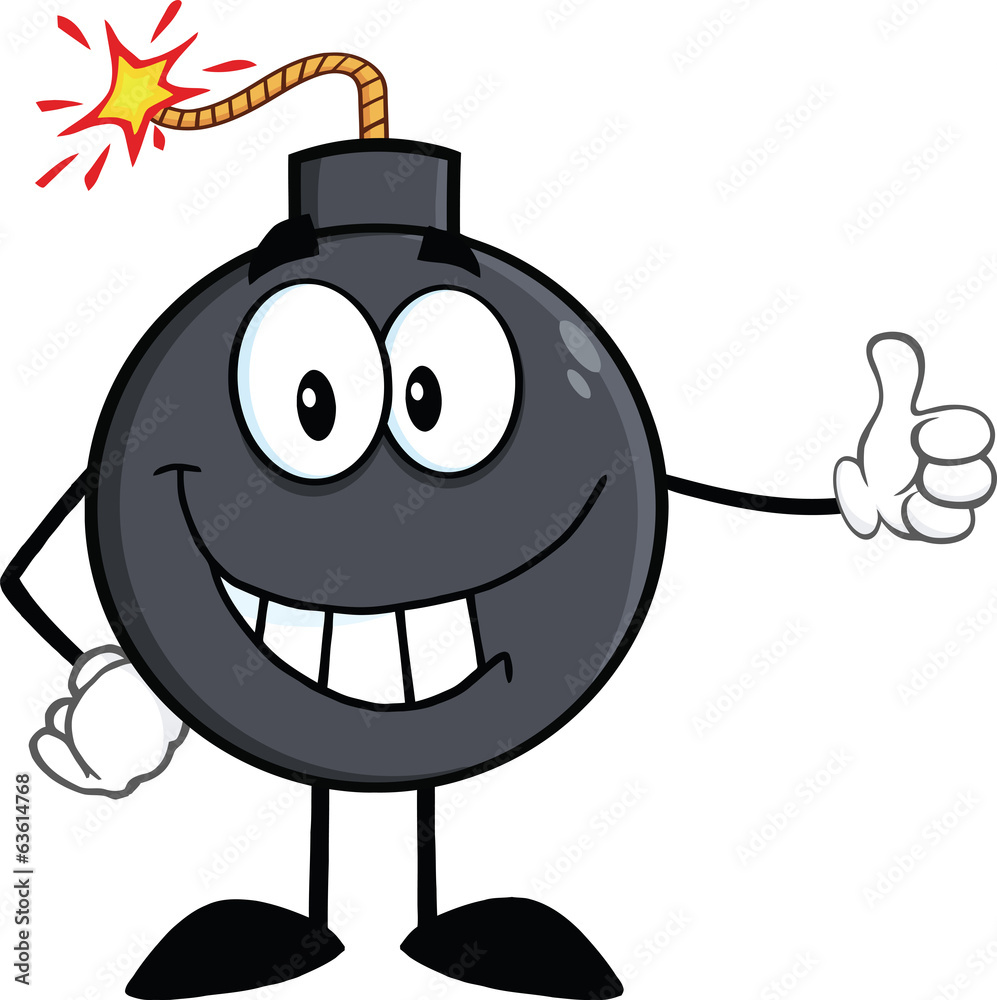 Smiling Bomb Cartoon Character Showing Thumbs Up Stock Vector Adobe Stock