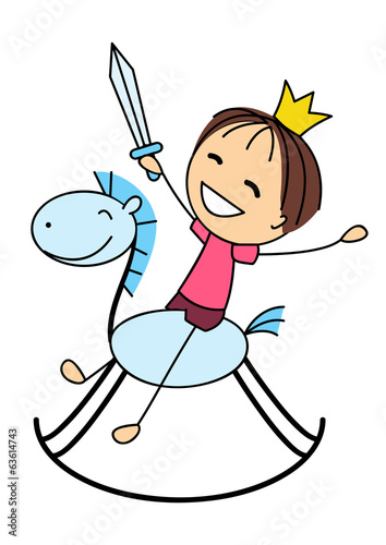 Cute little prince on toy horse