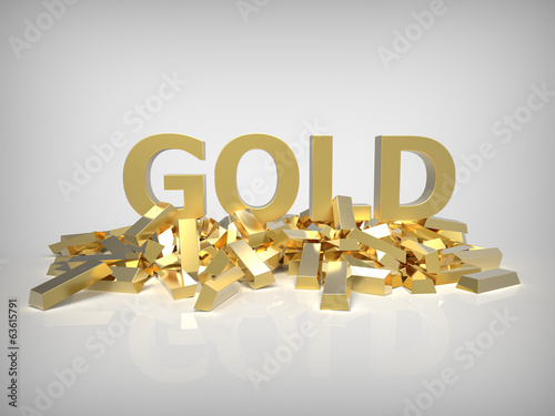 Gold as word front view