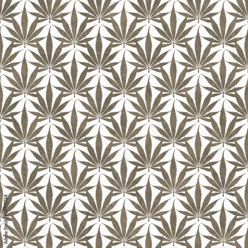 Brown and White Marijuana Leaf Pattern Repeat Background
