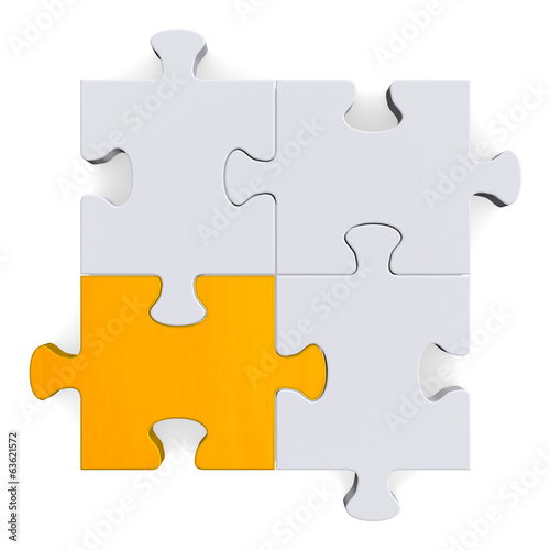 3d puzzle with one golden piece on white © inimalGraphic