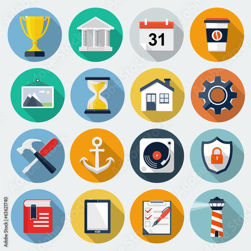Flat Icons with long shadow