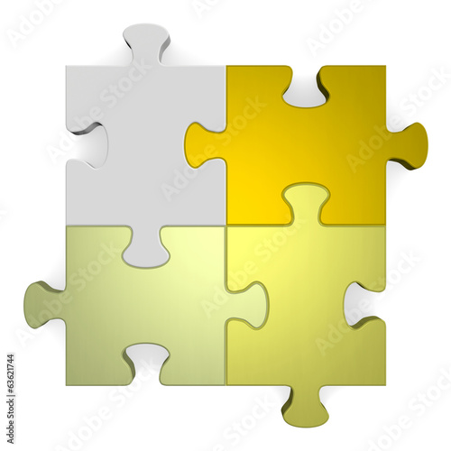 3d puzzle, shades of golden to grey on white