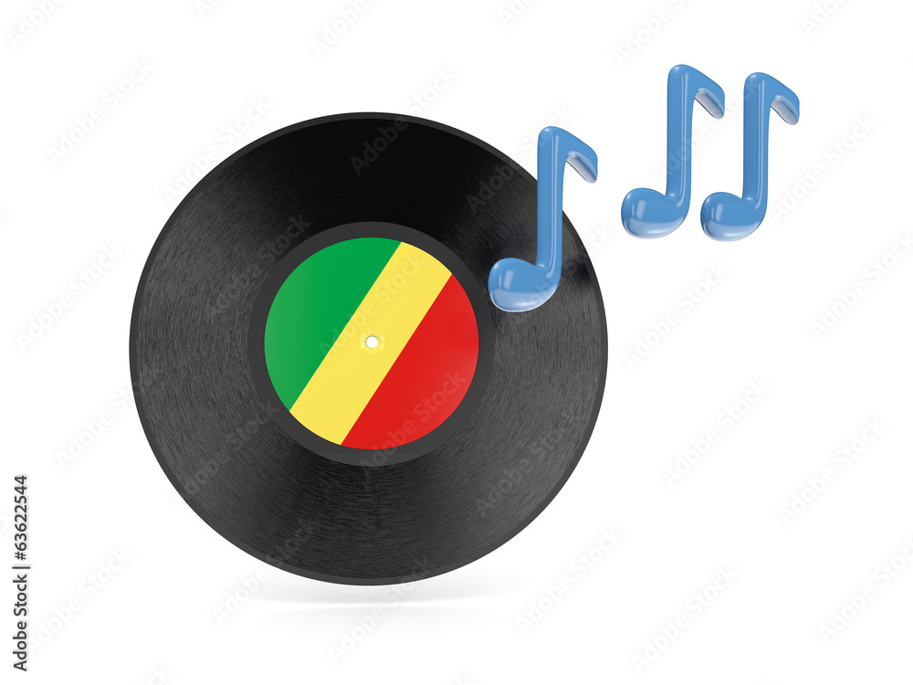 Vinyl disk with flag of republic of the congo