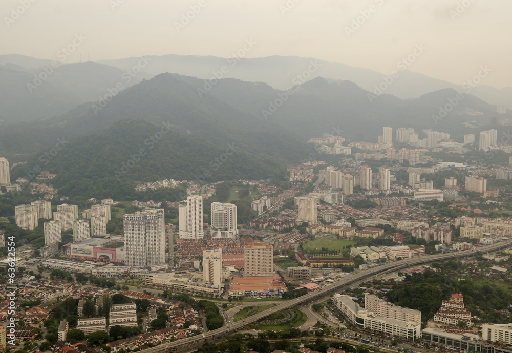 Aerial view to the Georgetown city , Penang, Malaysia