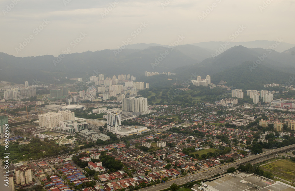 Aerial view to the Georgetown city , Penang, Malaysia