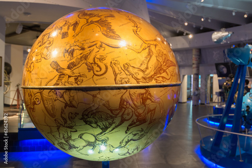 Celestial globe in the museum of the Moscow Planetarium, Russia