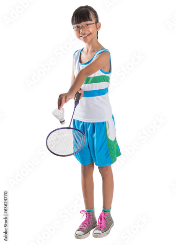 Young Girl Playing Badminton © akulamatiau