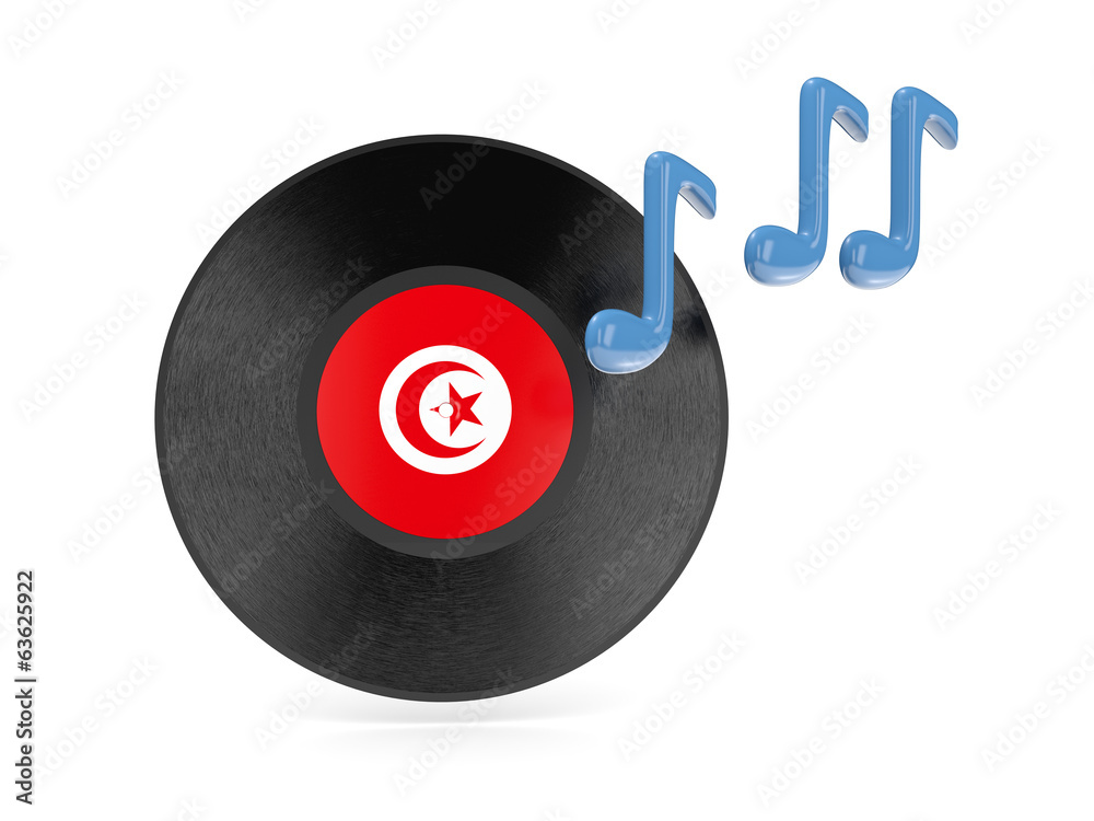 Vinyl disk with flag of tunisia Vinyl disk with flag of tunisia