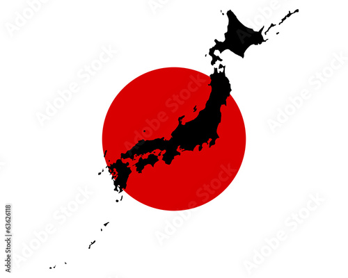 Karte und Fahne von Japan
