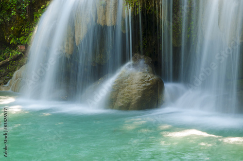 Blue stream waterfall in Kanjanaburi Thailand