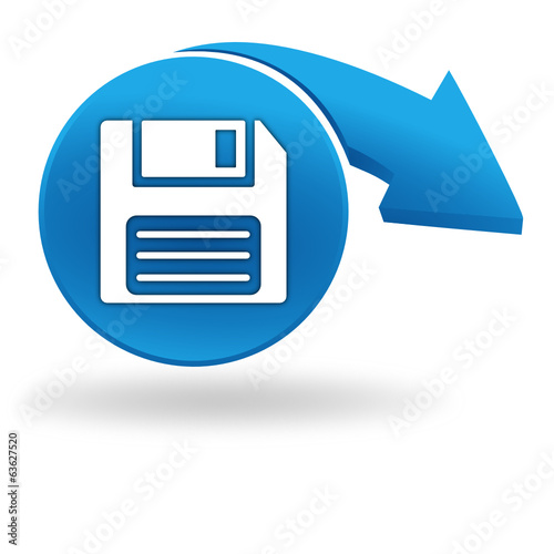 disquette informatique sur bouton bleu