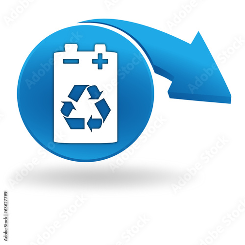 pile recyclable sur bouton bleu