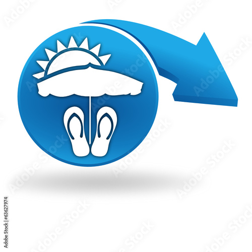 vacances plage sur bouton bleu