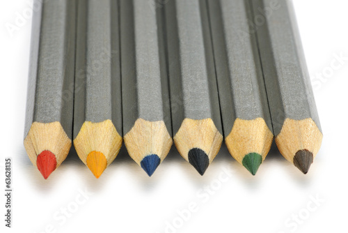 Colored pencils isolated on a white background.