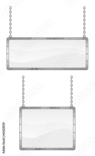 Metal banner on chain