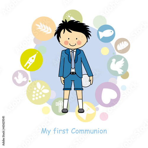 First Communion boy. Invitation Card