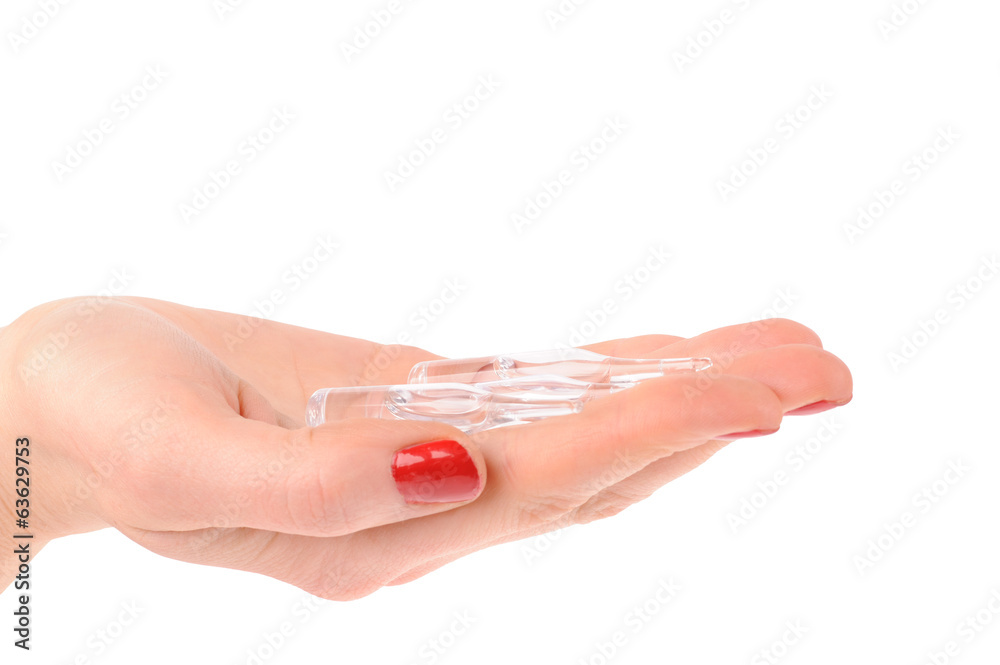 Doctor hand hold medical ampoule Doctor hand hold medical ampoule