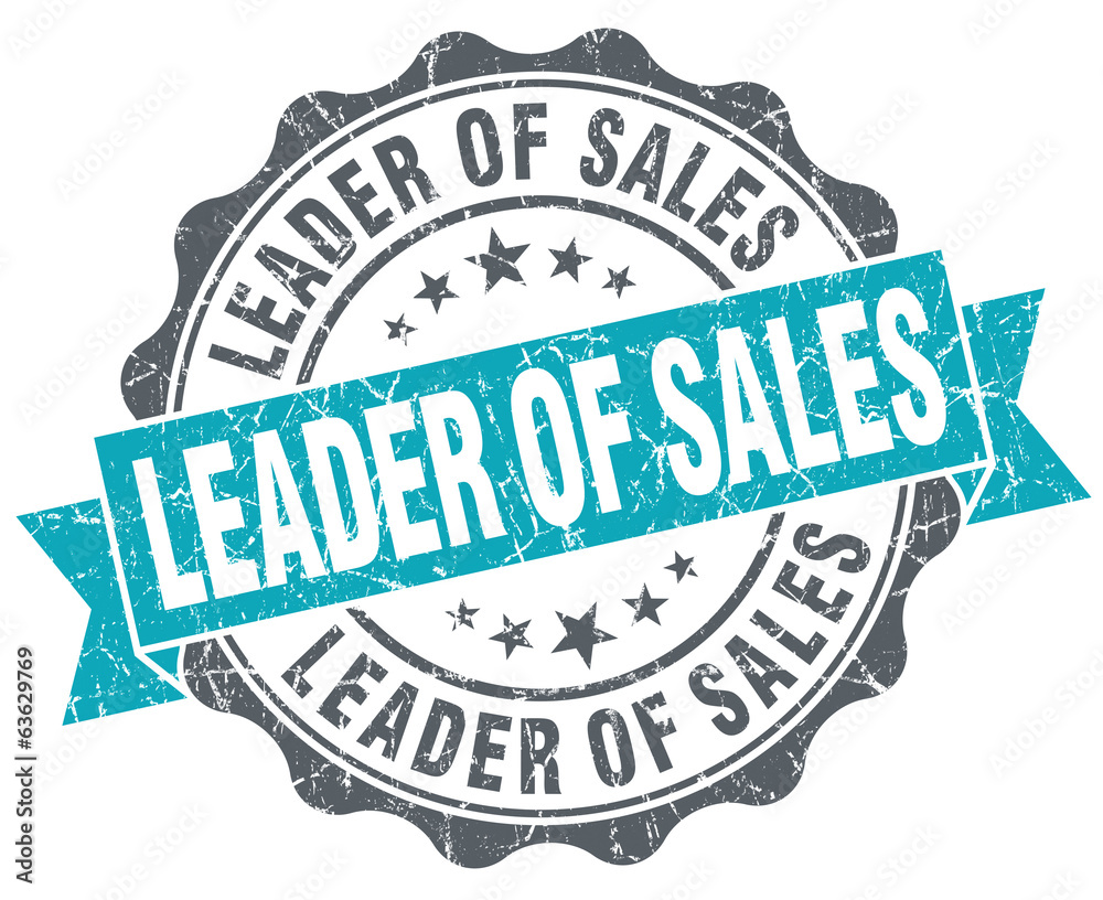 Fototapeta premium Leader of sales turquoise grunge retro vintage isolated seal