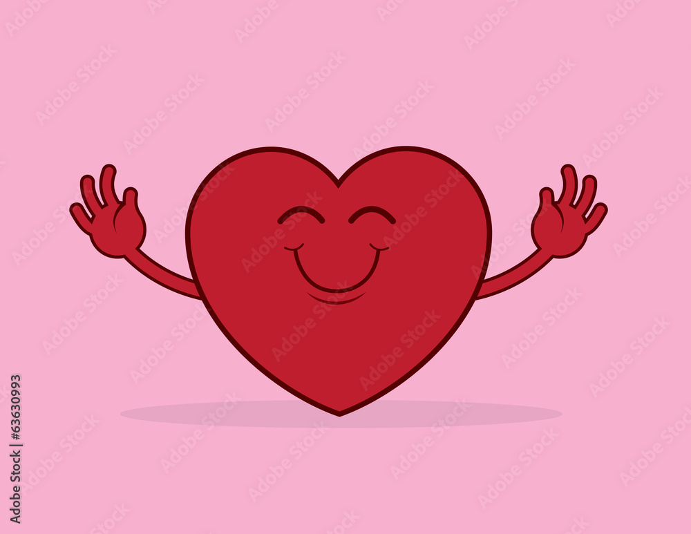 Large cartoon heart reaching for a hug Large cartoon heart reaching for a hug