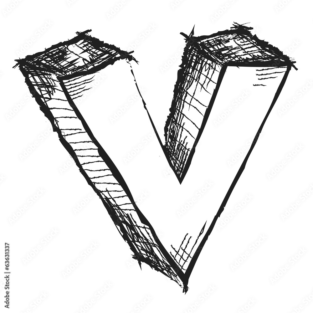 Sketchy hand drawn letter V isolated on white Sketchy hand drawn letter V isolated on white