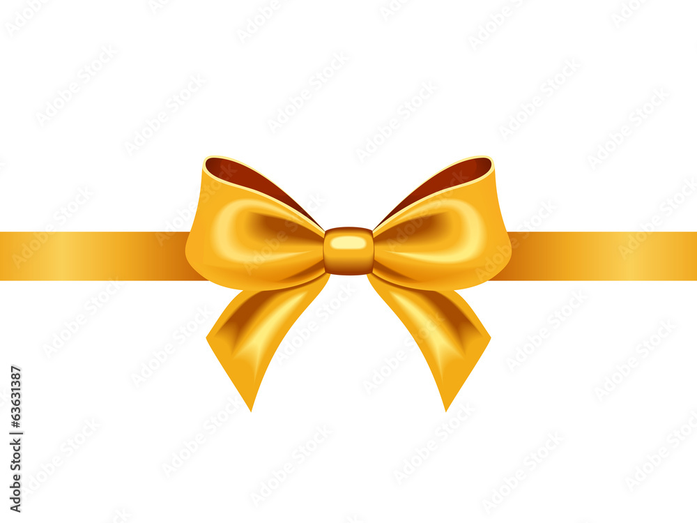 Golden ribbon with bow. Vector illustration. Golden ribbon with bow. Vector illustration.
