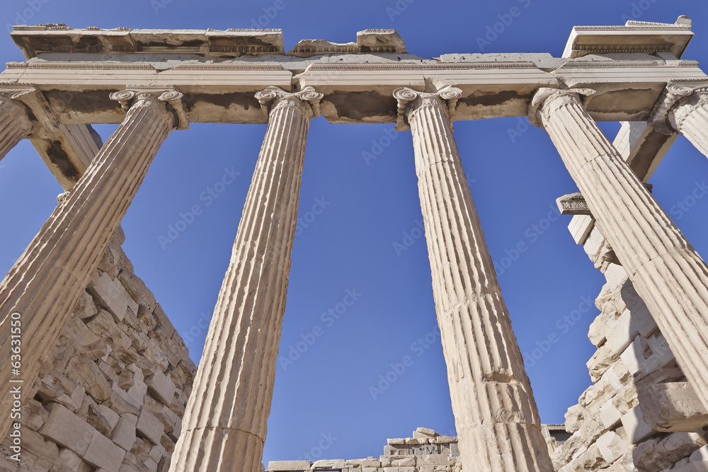 central perspective, ancient greek building, Athens acropolis