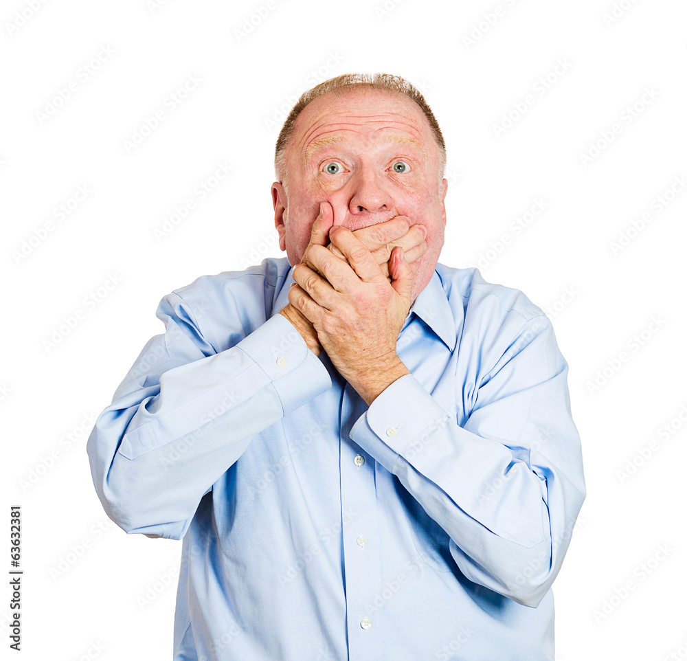 Portrait of a surprised older, senior man on white background Portrait of a surprised older, senior man on white background