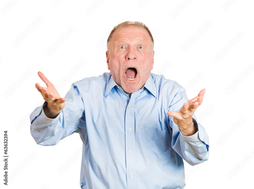 Portrait of a surprised older, senior man on white background Portrait of a surprised older, senior man on white background