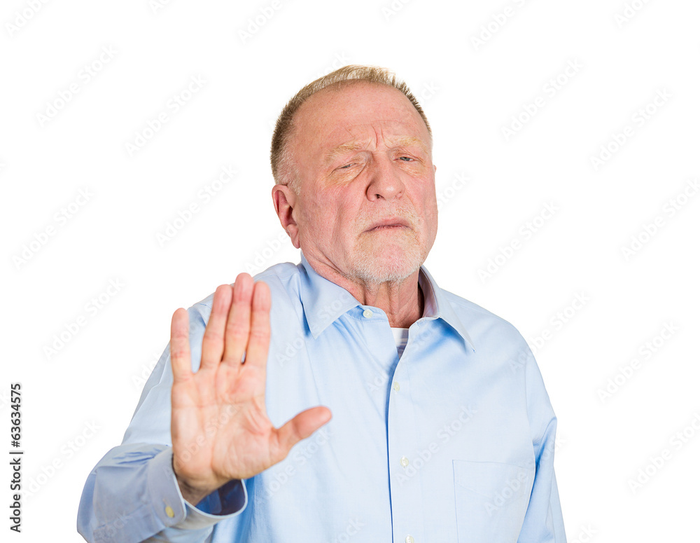 Talk to the hand, face ain't hearing it. Portrait angry man Talk to the hand, face ain't hearing it. Portrait angry man
