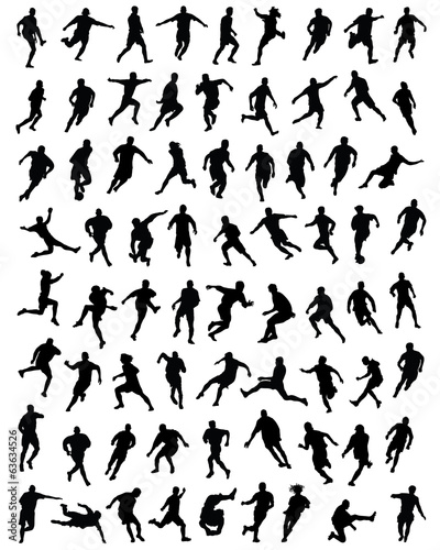 Black silhouettes of football players, vector