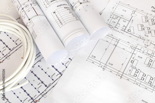 Electrical cable on the construction drawings