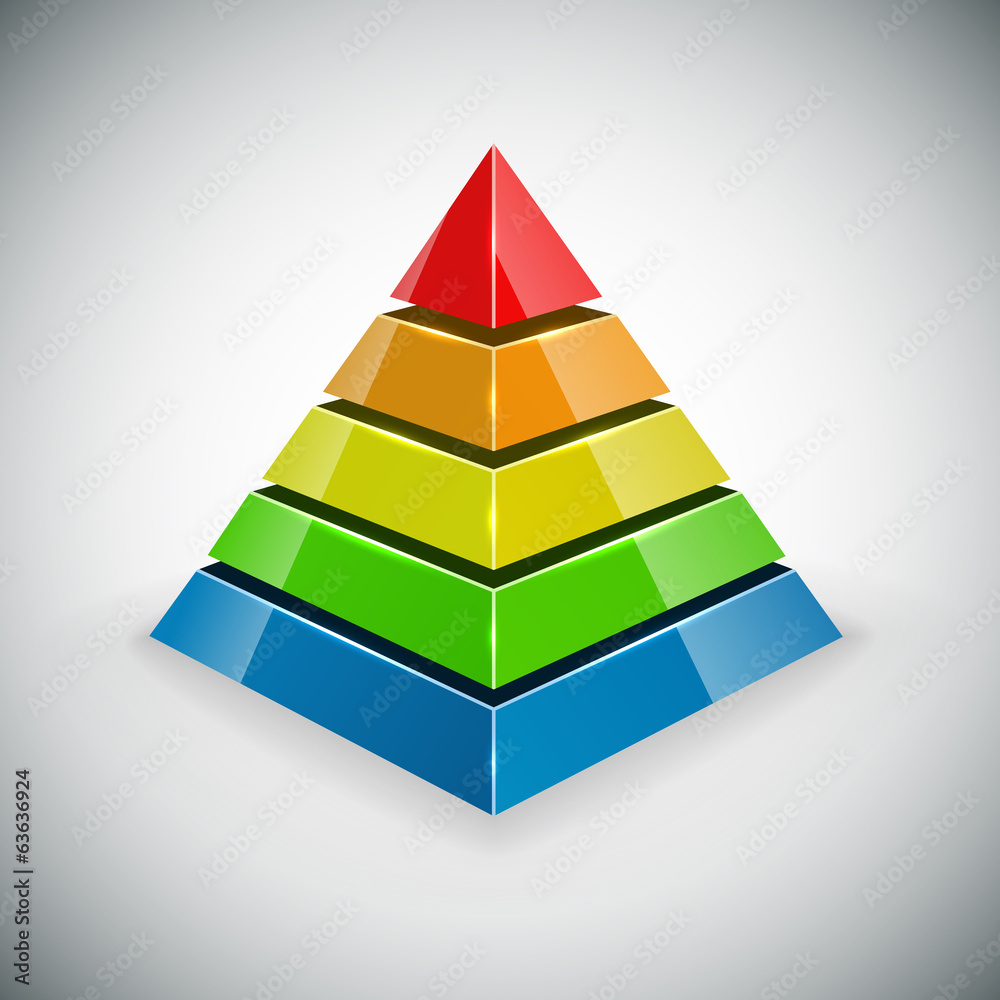 Pyramid with color segments design element. Pyramid with color segments design element.