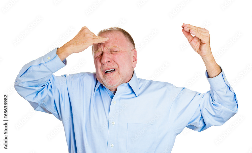 Stressed old man having bad day, headache Stressed old man having bad day, headache