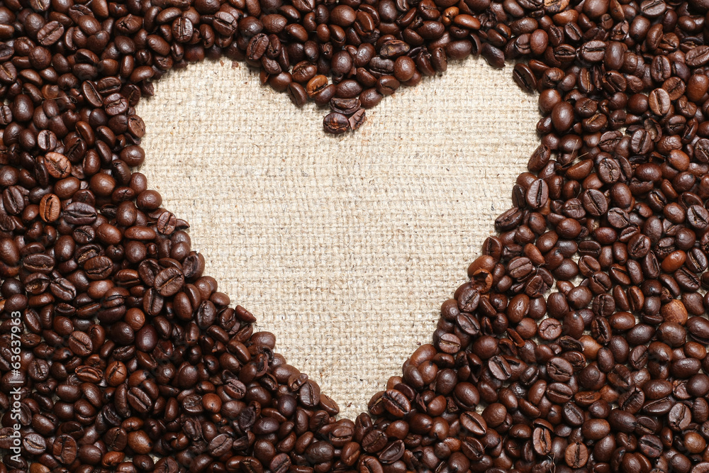 Heart coffee frame made of coffee beans Heart coffee frame made of coffee beans