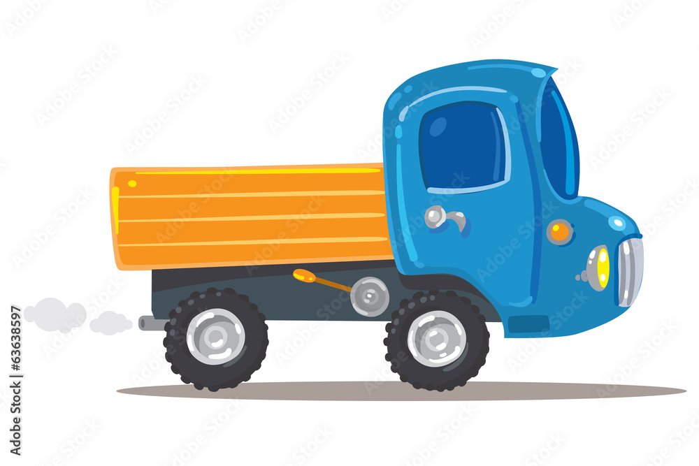 Fototapeta premium Funny orange with blue truck