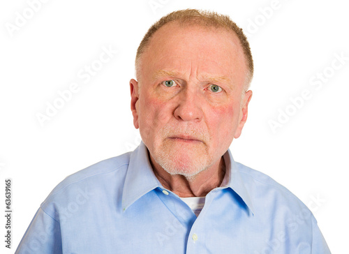 Headshot angry older man grumpy isolated on white background  © pathdoc