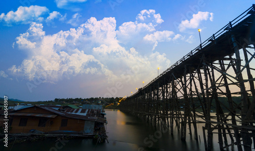 The wooden bridge is the second longest in the world. at Sangkla
