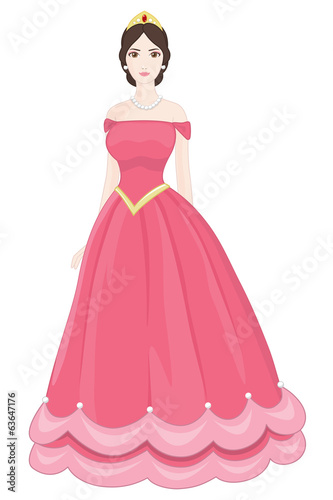 Beautiful Princess with Pink Dress on a white background