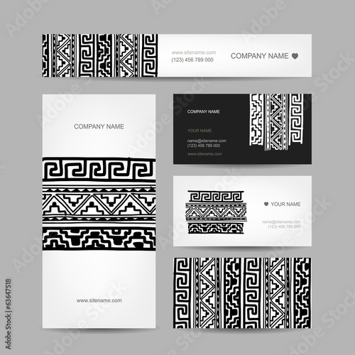 Business cards collection, ethnic ornament for your design