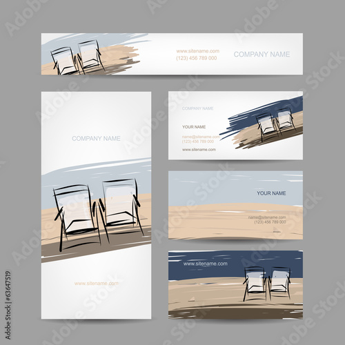 Business cards design, chairs on the beach