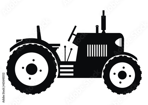 tractor-black, silhouette, vector icon